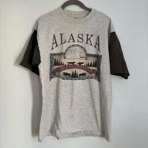 Prairie Mountain Alaska Men's Graphic Tee Gray 100% Cotton Short Sleeve